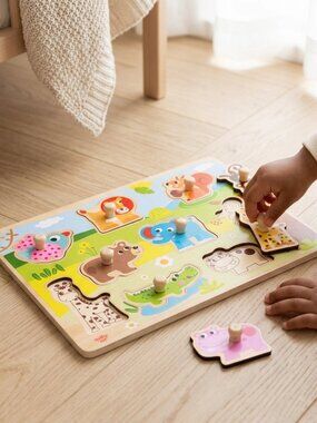 NEW Montessori Wooden Farm Animal Puzzle Toddler Learning Toy Educational Gift